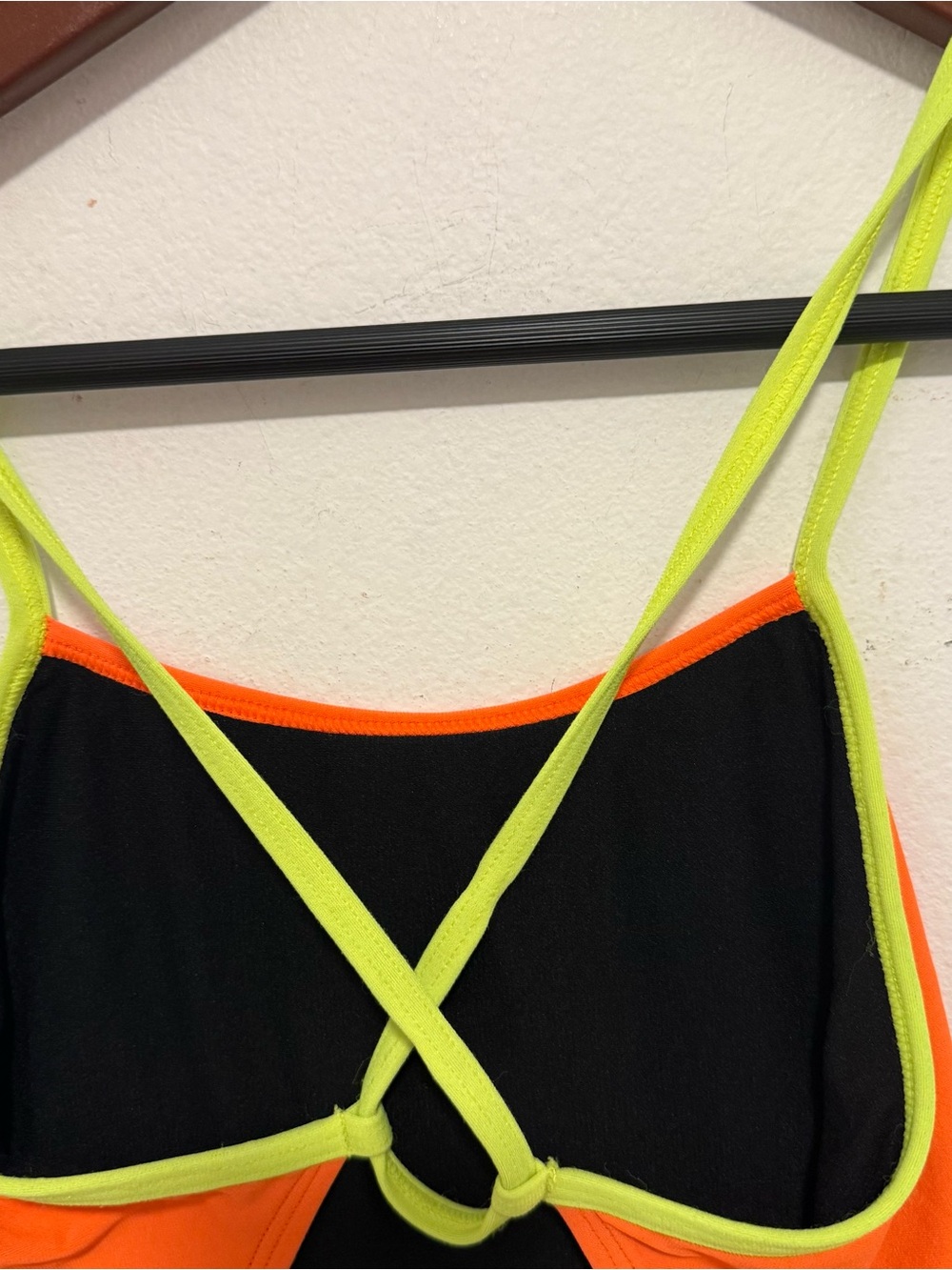 Jolyn Brandon 2 Fixed Back One Piece Swimsuit Neon Orange/ Green Size 30 4/6 - Picture 4 of 6